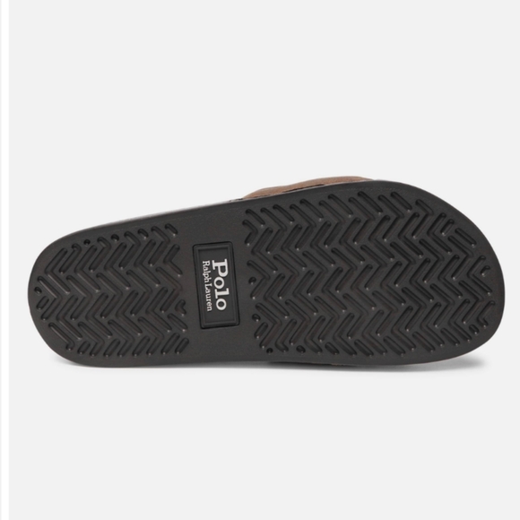 Polo Ralph Lauren Men's Suede Leather Shearling Slide Sandals Brown New 10 11 - Picture 8 of 9